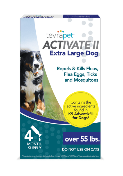 TevraPet Activate II Flea and Tick Prevention for Extra Large Dogs Over 55 lbs, 4 Monthly Treatments