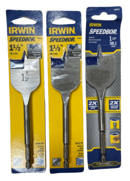 Irwin Speedbor 88824 1-1/2" x 6" Blue-Groove Spade Bit Pack of 3