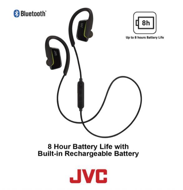 JVC America HAEC30BTB Fitness Pivot Ear Headphone 8 hr Battery Life Water Proof