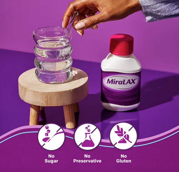 MiraLAX Mix-In Laxative Powder for Gentle Constipation Relief, 20 doses