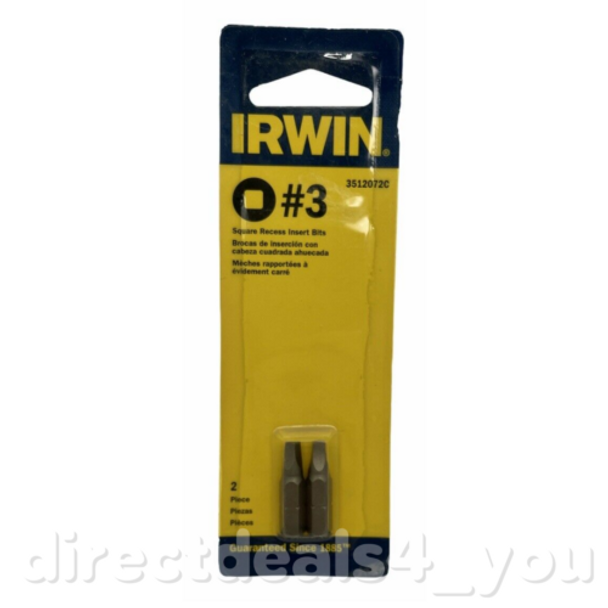 Irwin #3 Square Recess Insert Bits 2 pc #3512072C (Pack of 7)