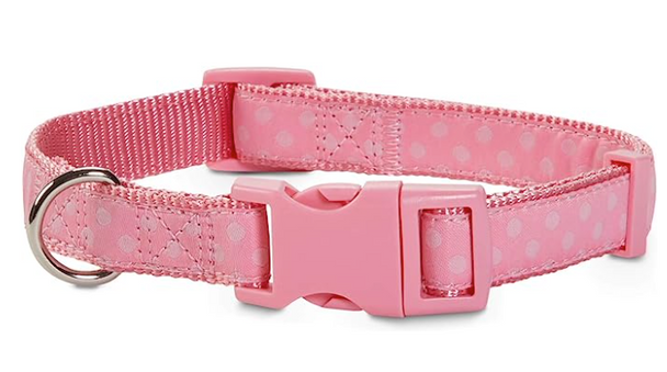 Good2Go Dot Adjustible Pink Dog Collar, Medium 14-20"