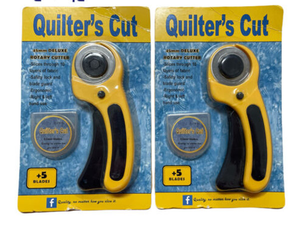 Rotary Cutter & 6 Blades 45mm Comfort Design Yellow Pack of 2