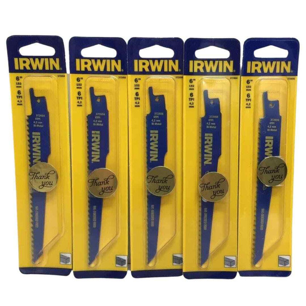 IRWIN 6" 6 TPI Nail-Embedded Wood Saw Blades 372656 Pack of 5