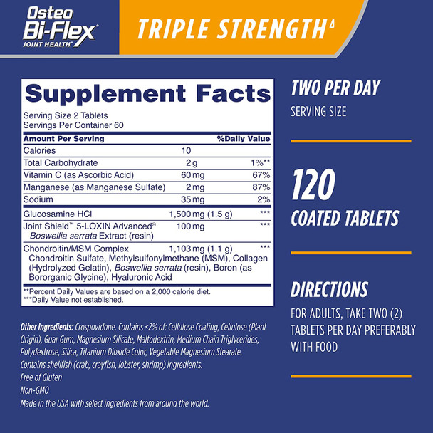 Osteo Bi-Flex Triple Strength, Glucosamine Chondroitin, Tablets, 120 Ct