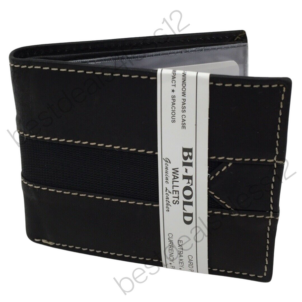Men's Bi-Fold Wallets Genuine Leather Dark Brown