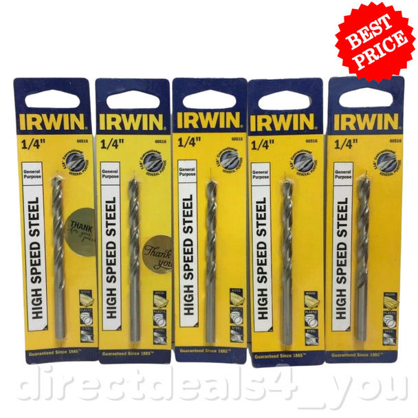 Irwin High Speed Steel 1/4" Drill Bit 60516 Pack of 5