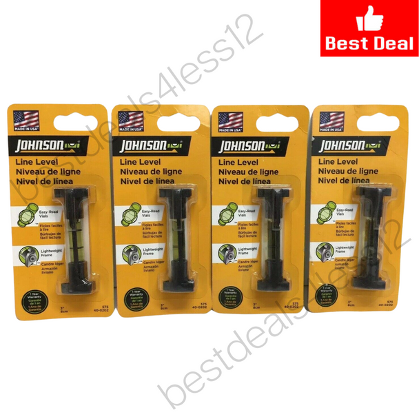 Johnson 3" Plastic Line Level 1 vial Pack of 4