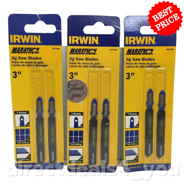 Irwin Marathon 3" Jig Saw Blades Set - Carbide Grit Pack of 3