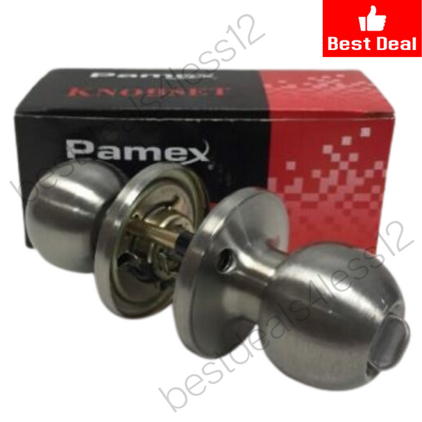 Pamex Knobset Saturn Privacy Lock Door Knob with Key Satin Nickel FT3P10