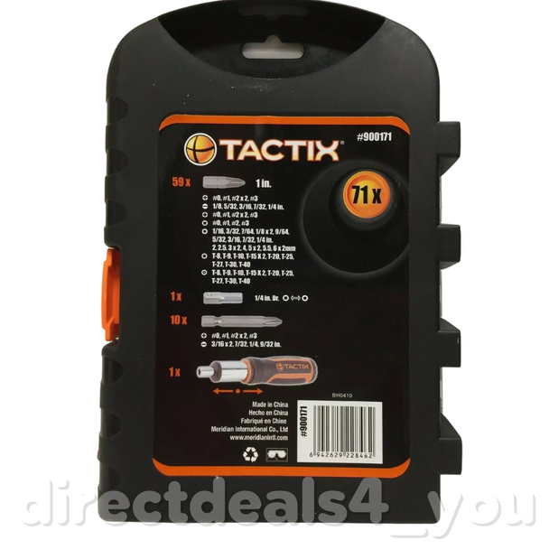 Tactix 71-piece Bit Set w Bits & Ratchet Screwdriver # 900171 Pack of 2