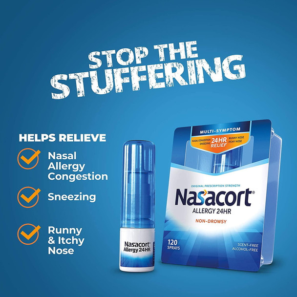 Nasacort 24HR Allergy Nasal Spray, Non-drowsy, 60 Sprays, 0.37 fl. oz.