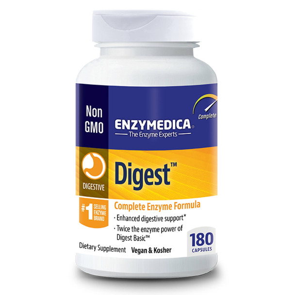 Enzymedica, Digest, Dietary Supplement to Support Digestive Relief, Vegan, Gluten Free, Non-GMO, 180 capsules (180 servings)