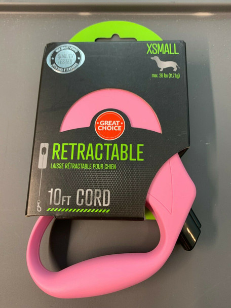 GREAT CHOICE Retractable 10ft Cord Leas Pink