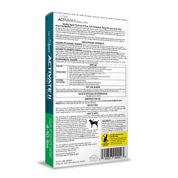 Tevrapet Activate II for Small Dogs 4-10 lbs. 4 dose