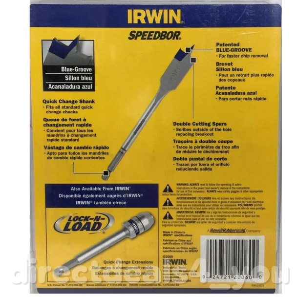Irwin Speedbor 6 Piece Spade Drill Bit Set - 88886 Pack of 4