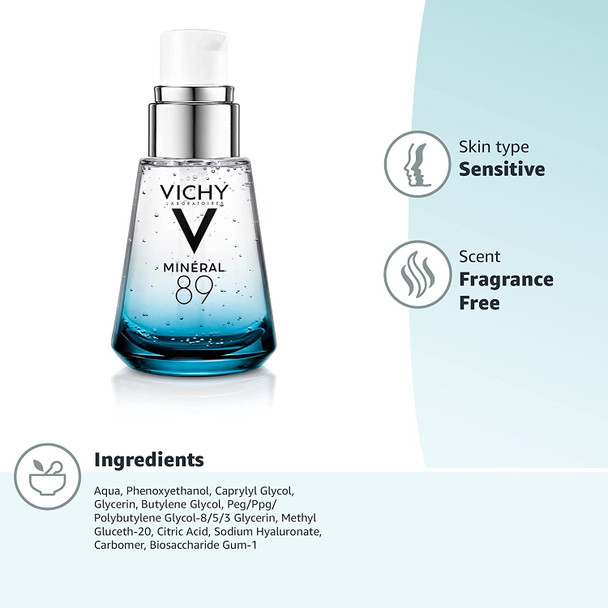 Vichy Mineral 89 Fortifying & Plumping Daily Booster (89% Mineralizing Water + Hyaluronic Acid) 30ml/1oz