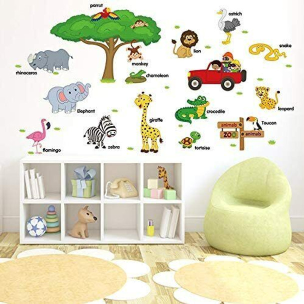 ROOHO Kids Peel & Stick Animal Wall Stickers Decorative Kids Wall Decals