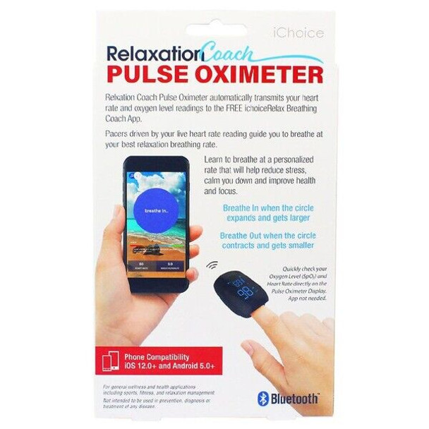 Smart Pulse Oximeter With Relaxation Coach Bluetooth Reduce Anxiety & Stress