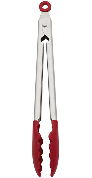 KitchenAid Stainless Steel Nylon Tipped Tongs Red