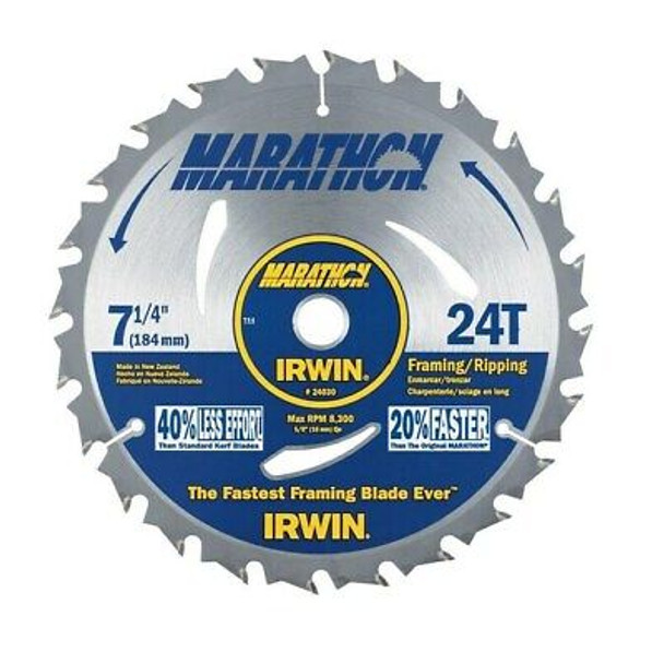 Irwin Marathon Circular Saw Blade For Framing Ripping 7-1/4" 24T Pack of 7