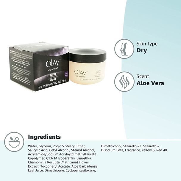 Olay Age Defying Classic Night Cream, Face Moisturizer, 2 oz