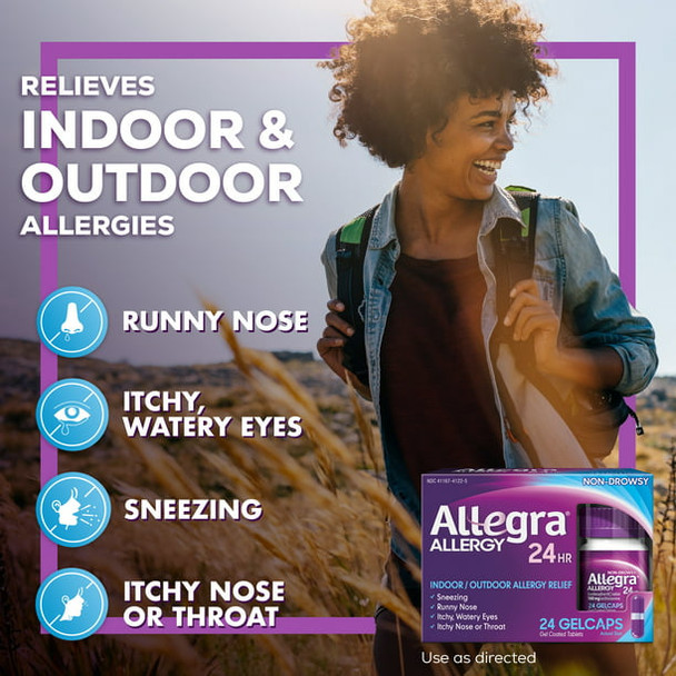 Allegra Adult 24HR Gelcaps (24 Ct, 180 mg), Allergy Relief