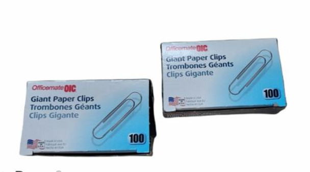 Officemate Oic Giant Paper Clips Giant 100 / Box Silver (OIC99914) Pack 2