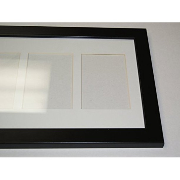 Creative Letter Art 10x55 13 Opening 4x6 Black Picture Frame with 10x56 Black Mat Collage including Scratch Resistant Acrylic, Alphabet Photography