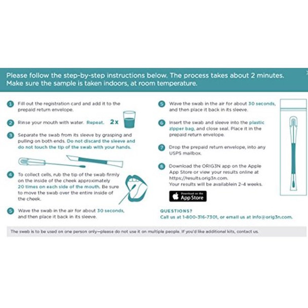 ORIG3N Nutrition DNA Test Collection Kit