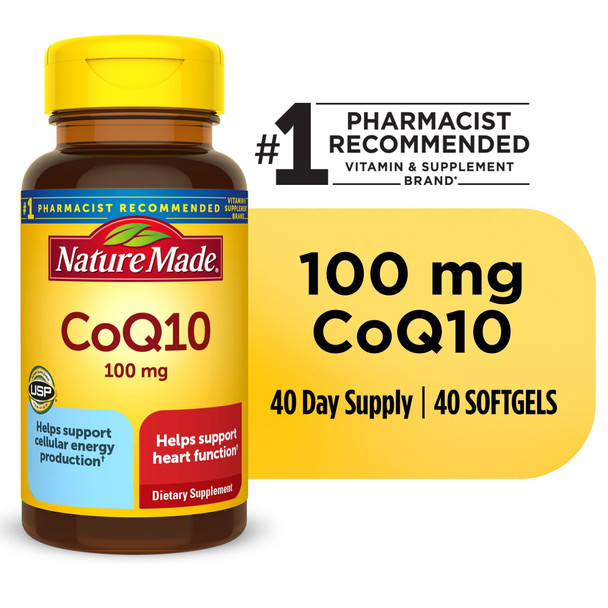 Nature Made CoQ10 100 mg Softgels, Dietary Supplement for Heart Health Support, 40 Count