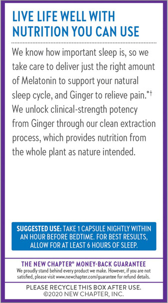 New Chapter Restful Sleep and Pain Relief Capsules with Melatonin and Ginger, 30 Ct