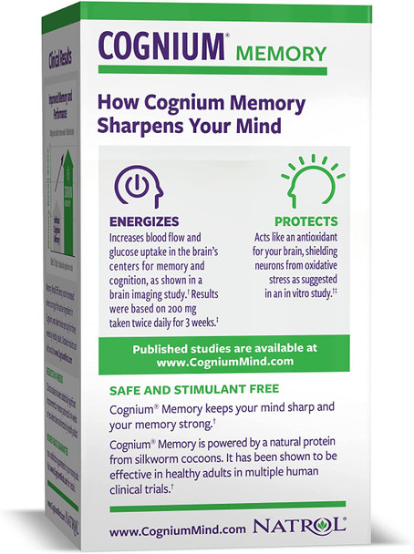 Natrol® Cognium Memory Tablets, Brain Health Support Supplement, 100mg, 60 Count