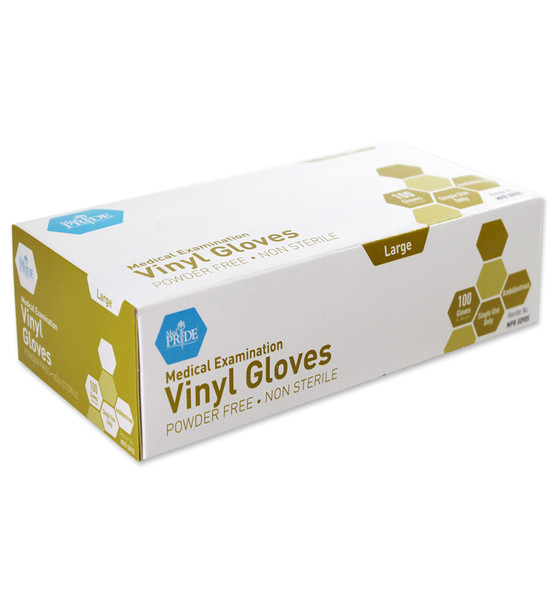 Vinyl Exam Gloves - Lg - N/S - Powder Free - 10/100/cs.