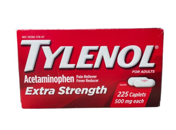 Tylenol Extra Strength Caplets with 500 mg Acetaminophen, Pain Reliever & Fever Reducer, Acetaminophen for Headache, Backache & Menstrual Pain Relief, 225 ct, Exp 06/2025