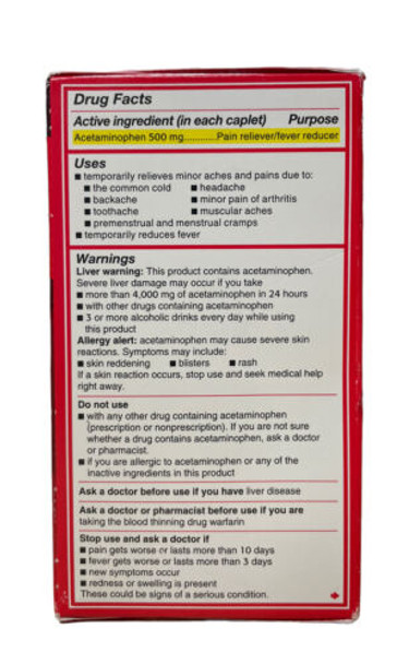 Tylenol Extra Strength Caplets with 500 mg Acetaminophen, Pain Reliever & Fever Reducer, Acetaminophen for Headache, Backache & Menstrual Pain Relief, 225 ct, Exp 06/2025