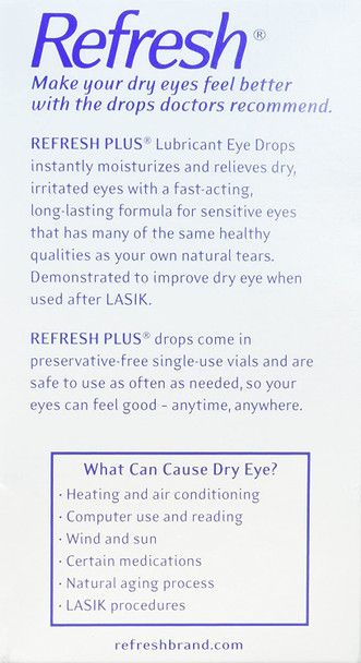 Refresh Plus Lubricant Eye Drops Non-Preserved Tears, 50 Single-Use Containers, 0.4 mL