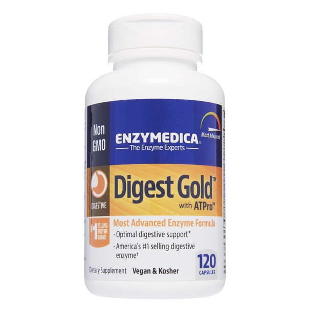 Enzymedica, Digest Gold with ATPro, Daily Digestive Support Supplement with Enzymes and ATP, 120 Capsules