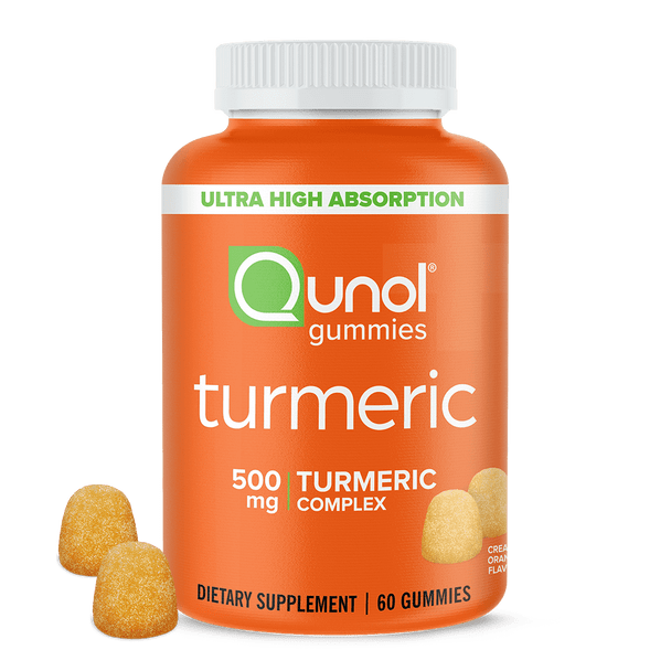 Qunol Turmeric Curcumin Gummies (60 Count) with Ultra High Absorption, 500mg Joint Support Herbal Supplement