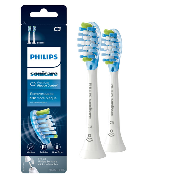 Philips Sonicare Premium Plaque Control Replacement Toothbrush Heads, HX9042/65, Smart Recognition, White 2-pk