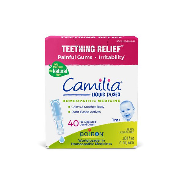 Boiron Camilia Liquid Dose, Homeopathic Medicine for Teething Relief, Painful Gums, Irritability, 30 Single Liquid Doses