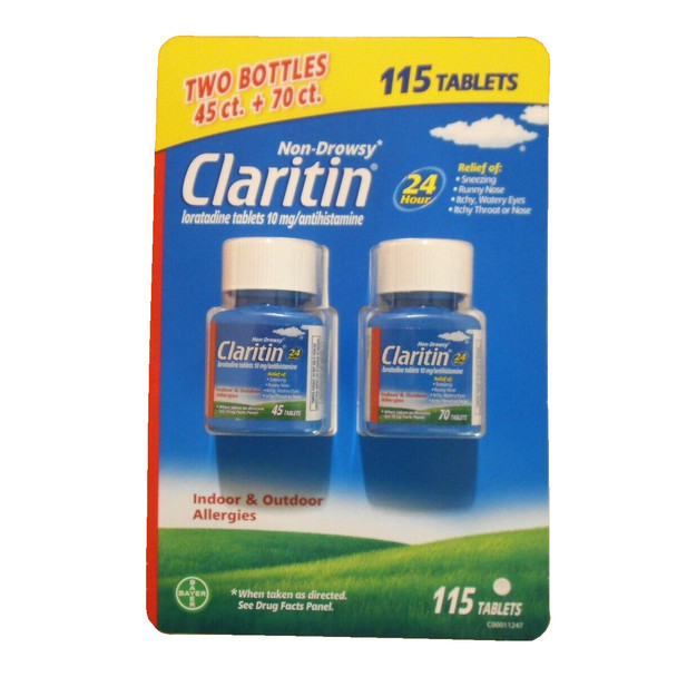 Claritin 10mg Non Drowsy Loratadine 24 Hour Tablets, 115 Count