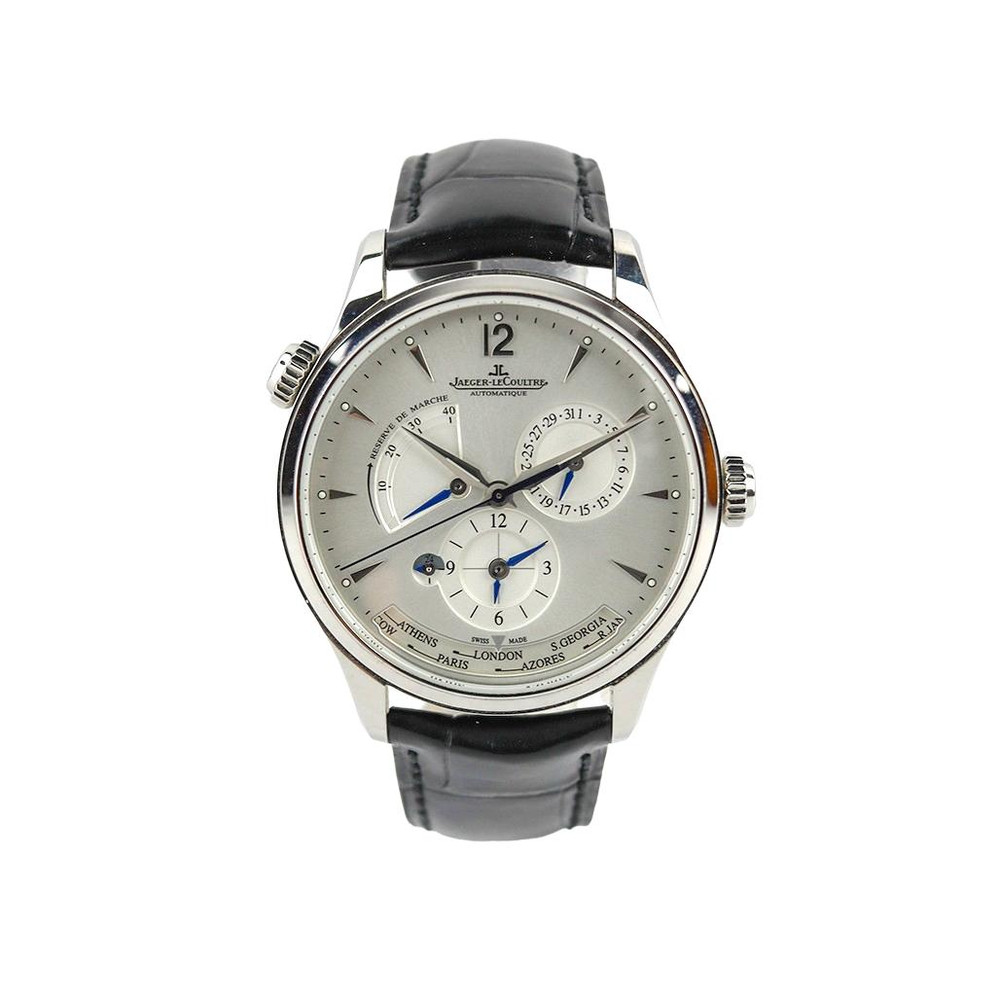 Jaeger-LeCoultre JAEGER-LECOULTRE MASTER CONTROL GEOGRAPHIC SILVER DIAL 40MM ALLIGATOR STRAP BandP