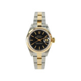 Rolex ROLEX DATEJUST BLACK MODEL 69163 SMOOTH BEZEL 26MM GOLD and STEEL LADIES WATCH 1998