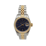  ROLEX DATEJUST MODEL 69163 BLUE DIAL 18K YELLOW GOLD & STEEL 26MM WATCH (1990) 