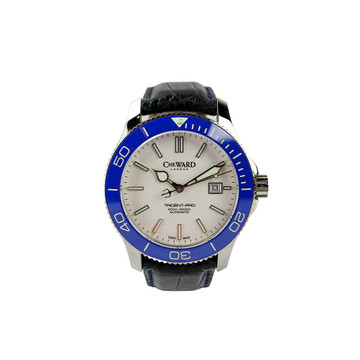 Christopher Ward CHRISTOPHER WARD C60 TRIDENT-PRO AUTOMATIC WHITE BLUE 600M LEATHER 43MM WATCH