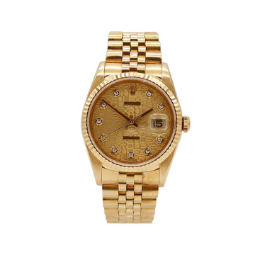 ROLEX DATEJUST MODEL 16238 ANNIVERSARY DIA DIAL 18K GOLD and STEEL 36MM WATCH 1995