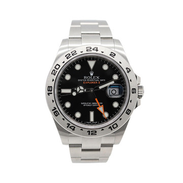  ROLEX EXPLORER II BLACK MODEL 216570 ORANGE ACCENTS 42MM SS, B&P 2016 