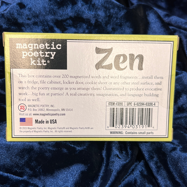 Magnetic Poetry Kit - Zen - Back of box