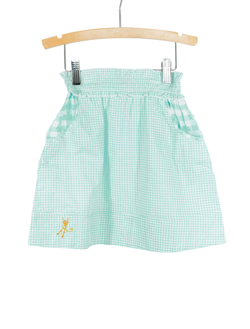 Munki Munki Girls Big Smocked Waist Gingham Skirt